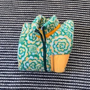 🌿Sundae School X Paulo Pastel Broccoli Sherpa Fleece Floral Zip Up Jacket L